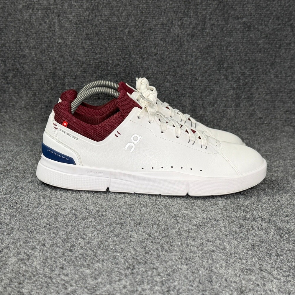 On The Roger Advantage Tennis Sneakers Men's 8.5 White Mulberry Athletic Shoes
